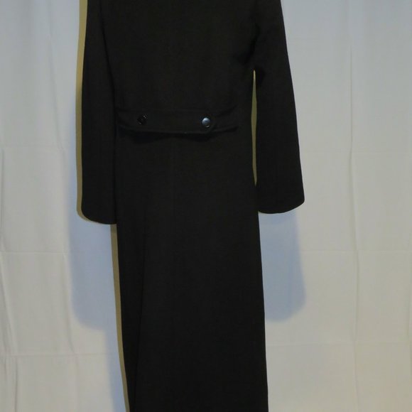 AGNES B. Black Brushed Flannel Lambswool Angora Blend Double Breasted Overcoat 3 - Picture 3 of 10